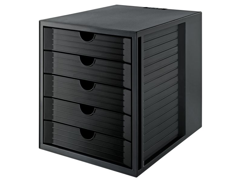 Police za dokumentaciju sa fiokama SYSTEM BOX, 5 fioke Han crna