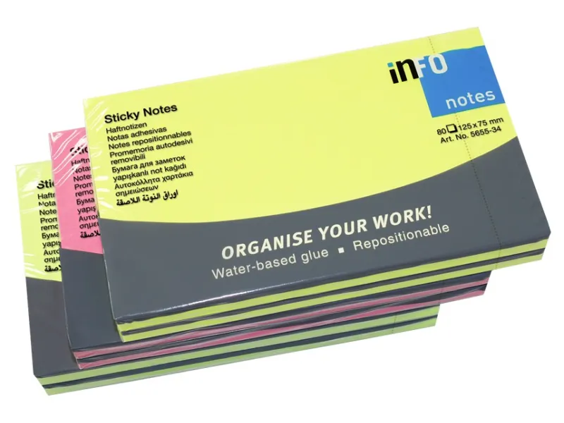 Samolepljivi blokčići 125x75 blistave boje Info Notes sortirano