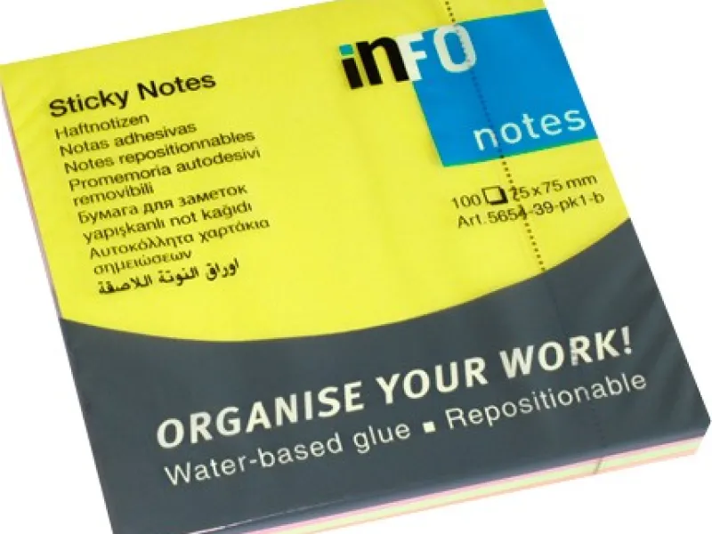 Samolepljivi blokčići 75x75, brilliant mix 4x25 Info Notes 