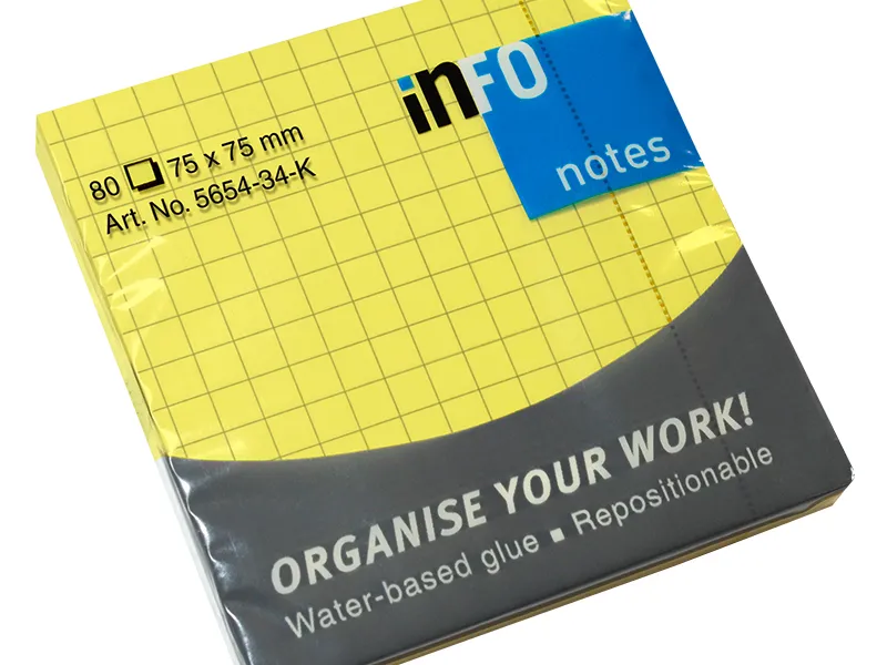 Samolepljivi blokčići 75x75 kvadratići blistave boje Info Notes žuta
