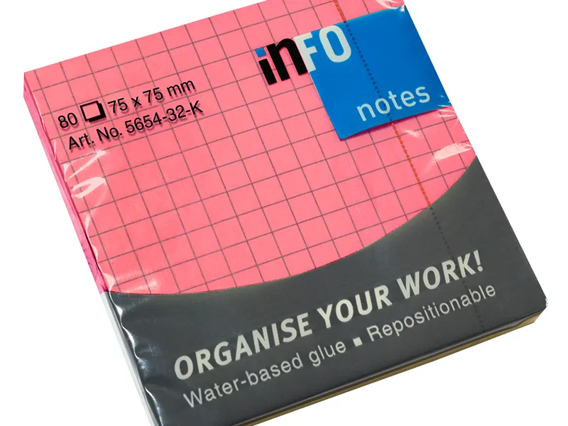 Samolepljivi blokčići 75x75 kvadratići blistave boje Info Notes roze