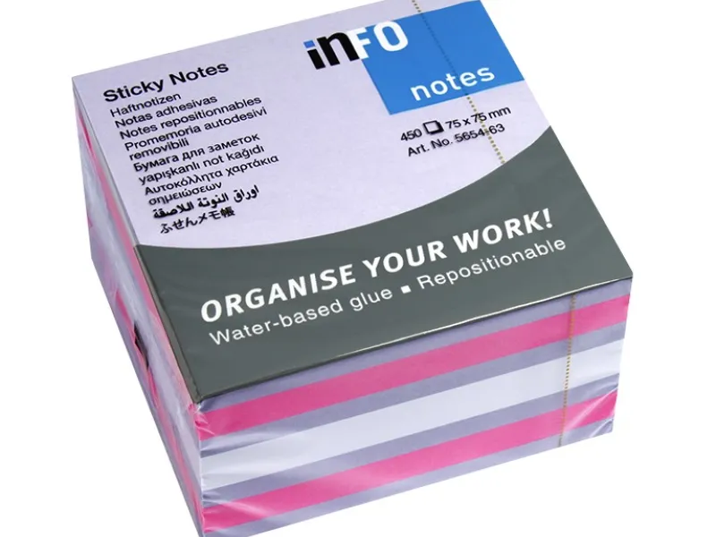 Samolepljivi blokčići 75x75 violet mix, KOCKA 1/450 Info Notes 