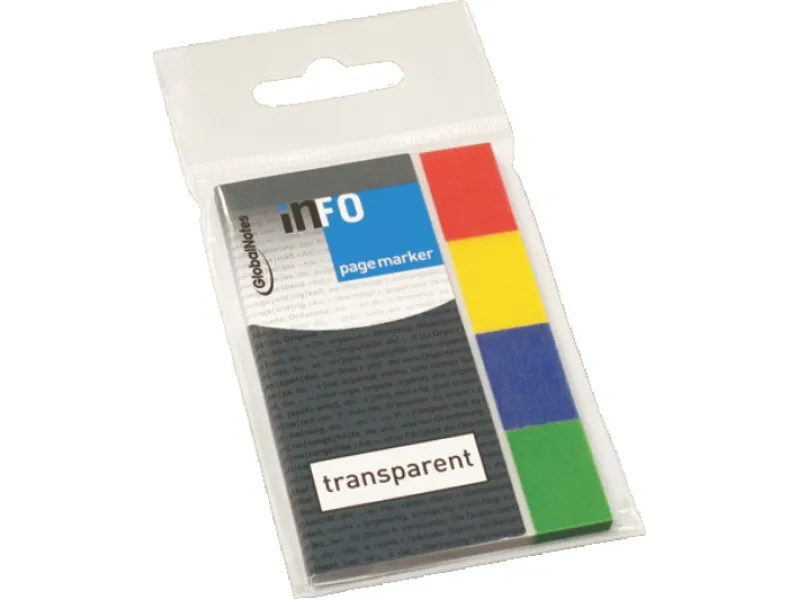 Page Marker, transparent+colour tip, 20x50mm, 4x40 listića  Info Notes 