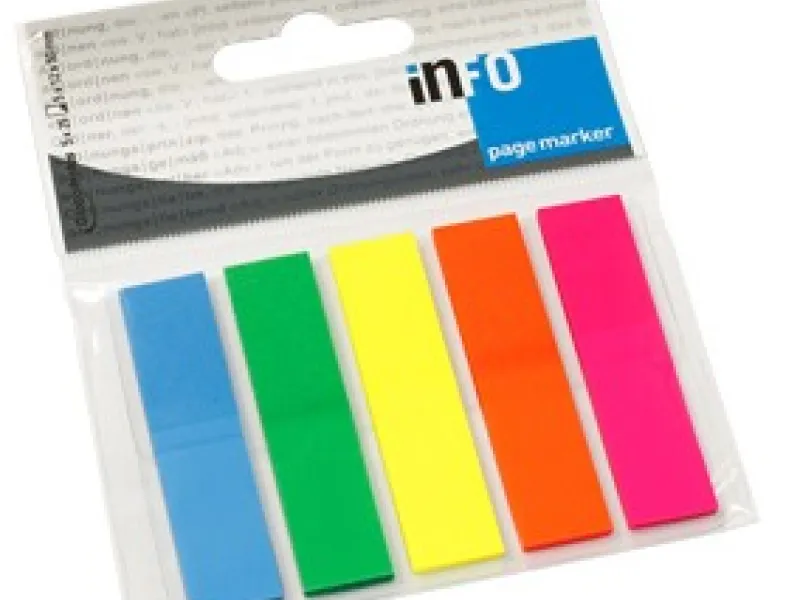 Page Marker standardni 12x44 mm, 5 boja brilliant, 125 listića Info Notes 