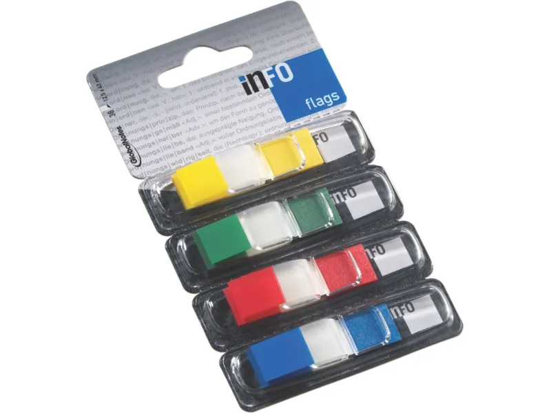 Page marker INFO FLAGS 4x12,5x43 mm, 4x36l transparent +4 boje Info Notes sortirano