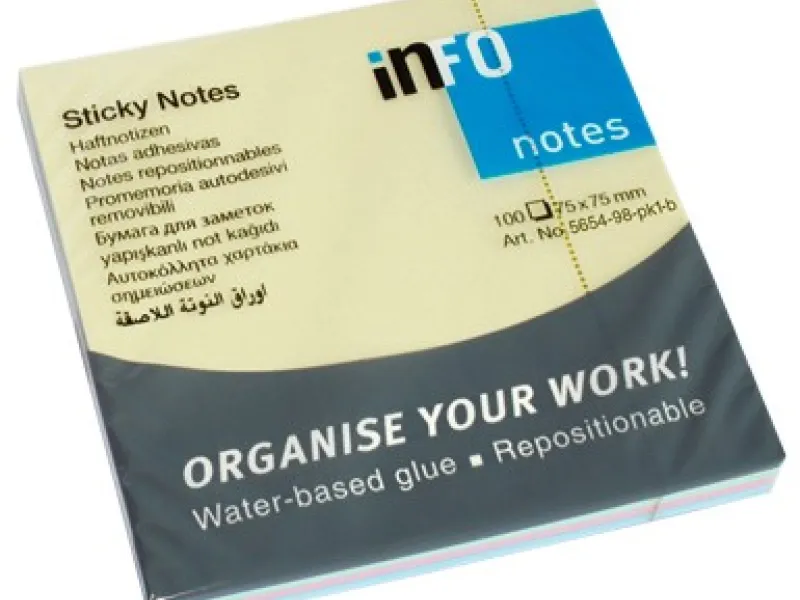 Samolepljivi blokčići 75x75, pastel mix 4x25 Info Notes 