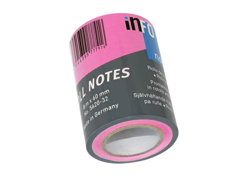Info roll refil 60 mm x 8 m, brilliant colours Info Notes roze