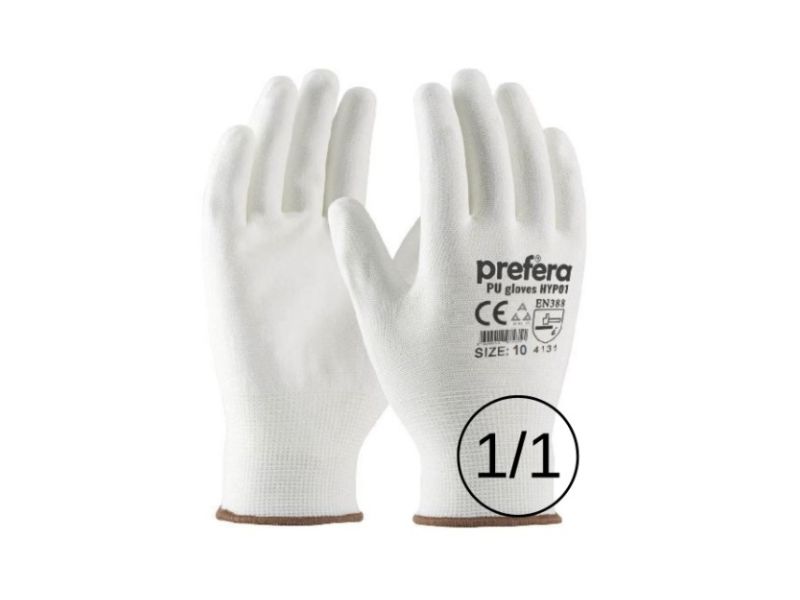 Rukavice PU-poliuretanske Prefera bele 10-XL 1/1
