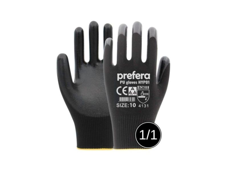 Rukavice PU-poliuretanske Prefera crne 8-M 1/1