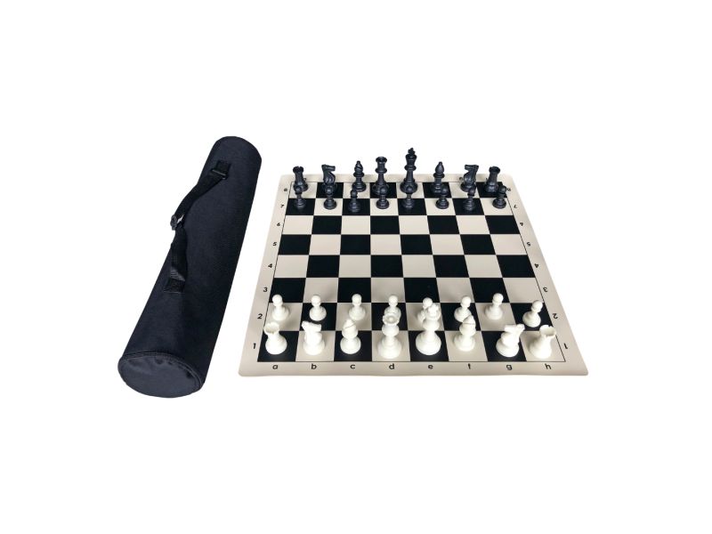 ŠAH GARNITURA PVC MUŠEMA SA OTEŽANIM PLASTIČNIM FIGURAMA CRNA 50x50cm