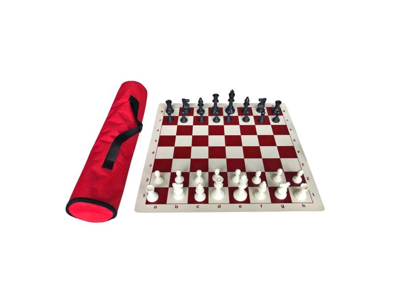 ŠAH GARNITURA PVC MUŠEMA SA PLASTIČNIM FIGURAMA CRVENA 50x50cm