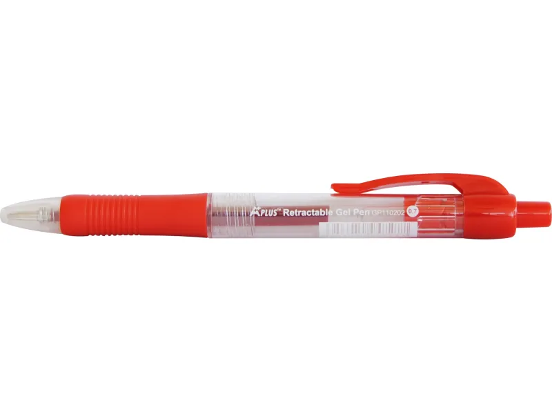 Gel roler GP110202 sa push mehanizmom 0,7 mm, gumeni grip A Plus crvena