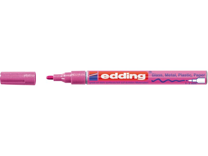 Paint marker E-751 1-2mm, metallic Edding roze