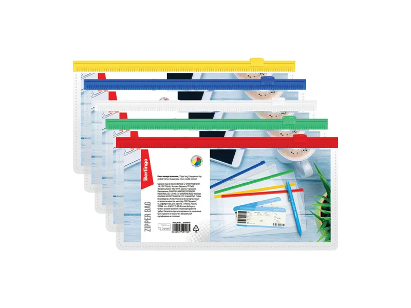 Fascikla sa zipom Berlingo Dinlang 255x130 mm 150my Berlingo transparent