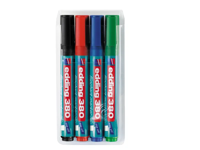 Flipchart marker E-380 1,5-3mm, zaobljeni, set 1/4 Edding sortirano