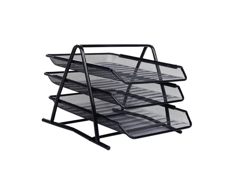 POLICA ZA DOKUMENTA ŽIČANA - 3 NIVOA CRNA