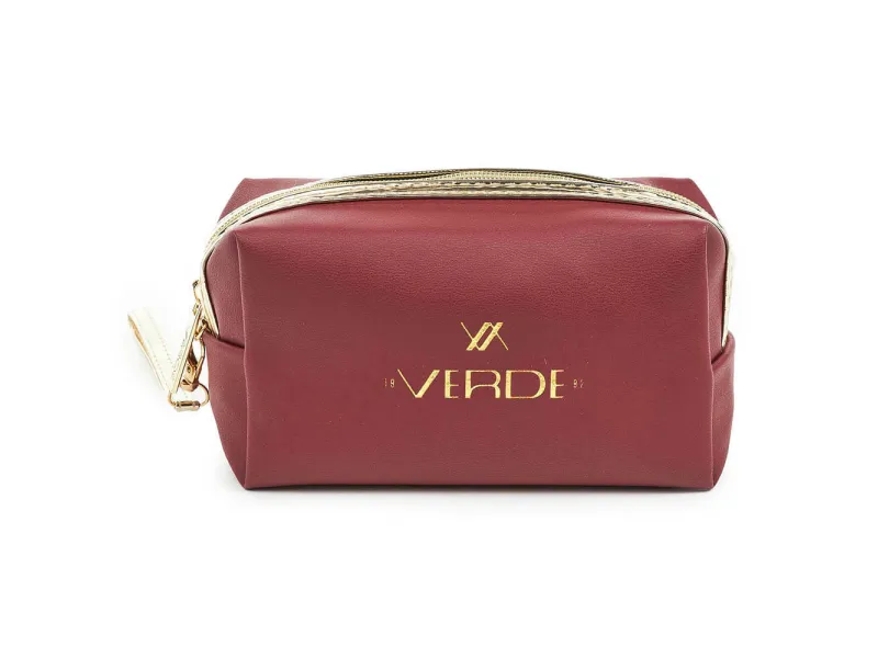 Neseser cetvrtasti sa zlatnim paspulom 0237, 18×7×10 cm Verde bordo