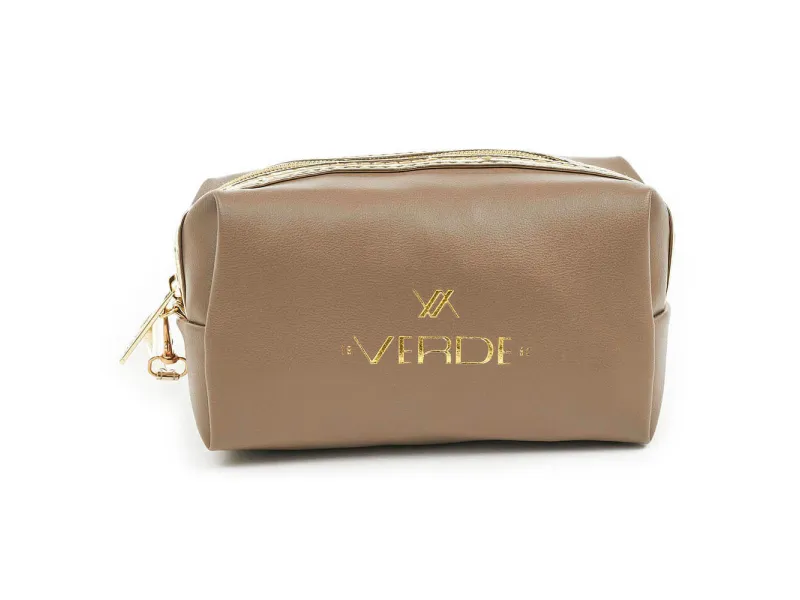 Neseser cetvrtasti sa zlatnim paspulom 0237, 18×7×10 cm Verde krem