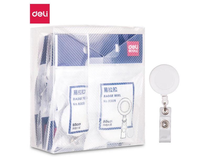 POTEZAČ ZA ID KARTICU DELI F30mm - izvlači se 80cm BELI 1/12 8309WHITE