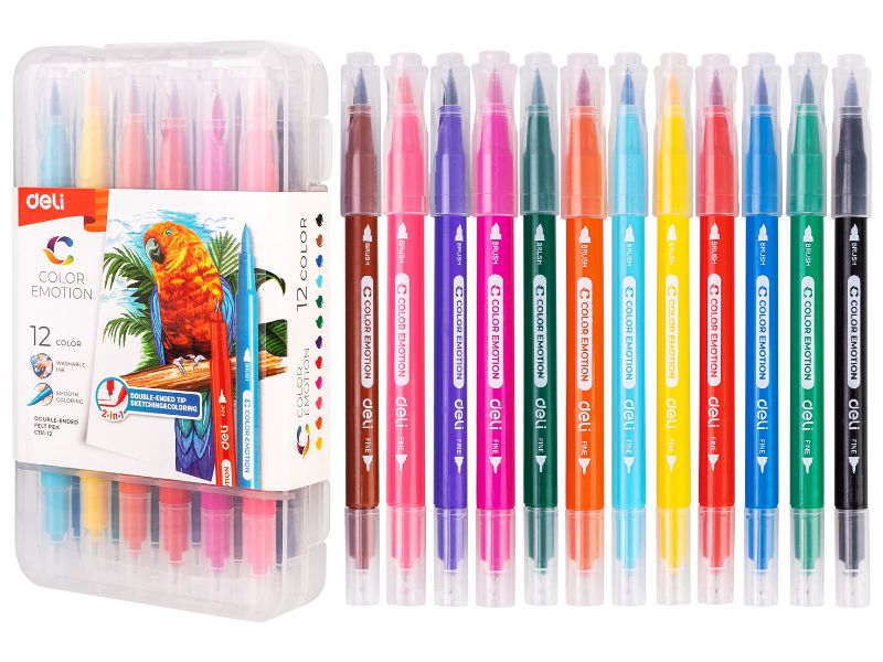 FLOMASTERI DELI "COLOR EMOTION" DVOSTRANI U PVC KOFERČIĆU 1/12